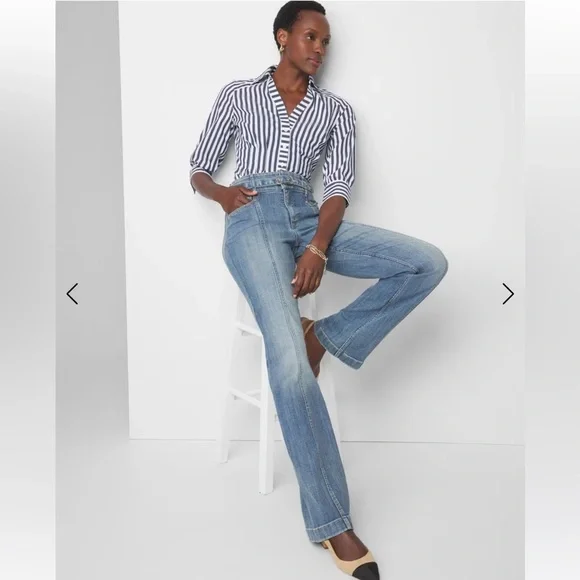 WHBM Extra High-Rise Trouser Everyday Soft Size 6 Medium Wash Blue EUC $120 KL - Picture 4 of 16